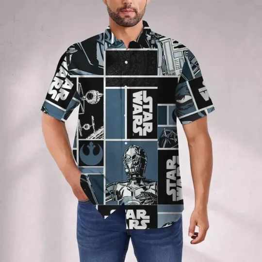 Discover Disney Star Wars Comic Book Style Collage Hawaiian Shirt