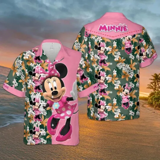 Discover Disney Minnie Mouse Tropical Summer Vacation Aloha Hawaiian Shirt