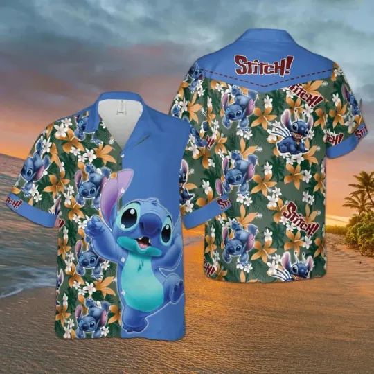 Discover Disney Stitch Tropical Summer Vacation Aloha Hawaiian Shirt