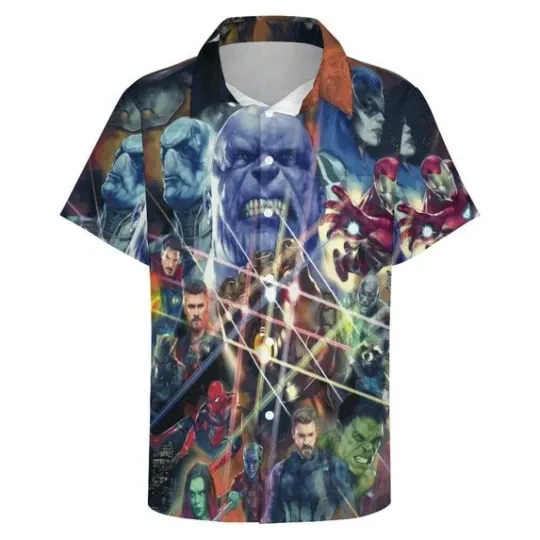Discover Disney Marvel Avenger Vs Thanos 6 Stones Comic Art Aloha Hawaiian Shirt