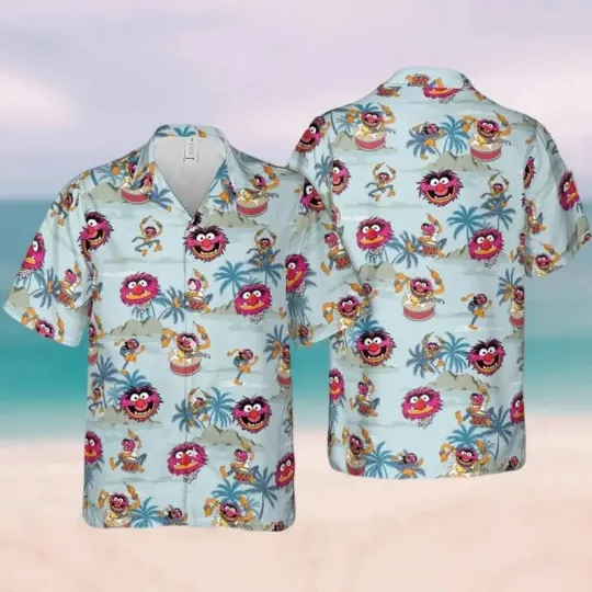 Discover Disney The Muppet Show Drum Kermit Miss Piggy Tropical Summer Hawaiian Shirt