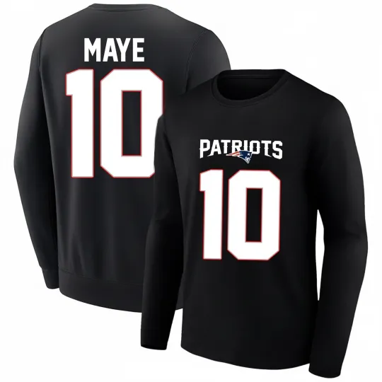 Drake Maye #10 Patriots Name and Number Two Long Sleeve, Gift For Fans