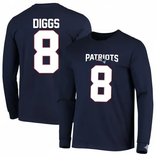 Discover Stefon Diggs #8 Patriots Name and Number Two Long Sleeve, Gift For Fans
