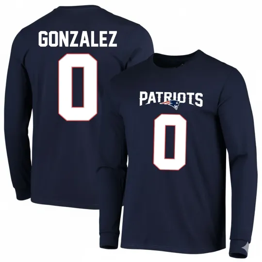 Discover Christian Gonzalez #0 Patriots Name and Number Two Long Sleeve, Gift For Fans