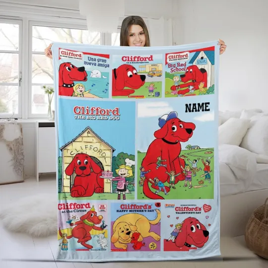 Discover Customized Clifford the Big Red Dog Fleece Blanket for Couch and Nap