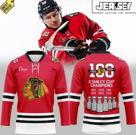 Discover Chicago Blackhawk 100 Years Anniversary Special Hockey Jersey