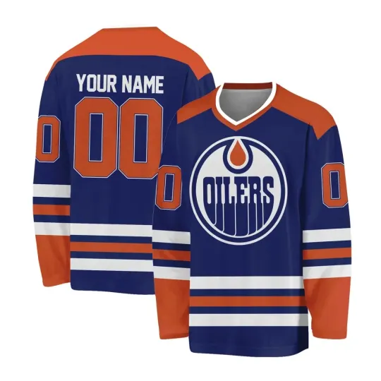 Discover Custom Name Number Edmonton Ice Hockey Jersey Shirt For Men Women Youth Size