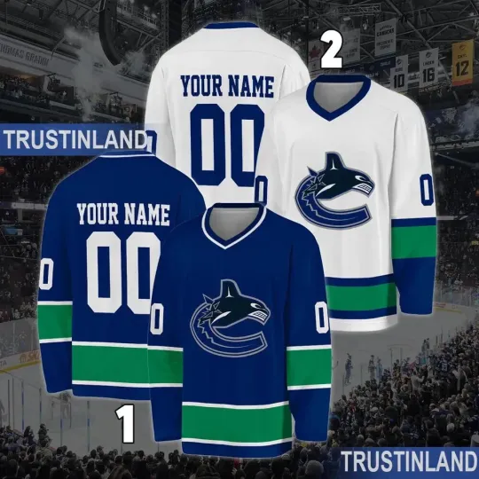 Discover Custom Name Number Vancouver Canuckr Hockey Jersey Shirt Men Women Youth Size