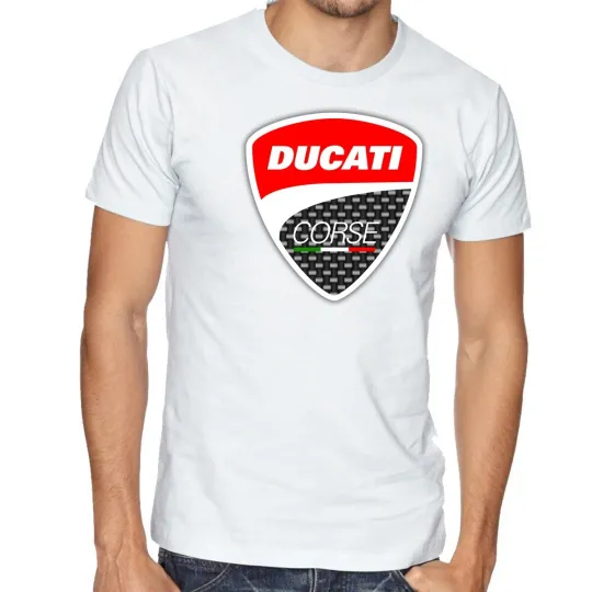 Discover Ducati Biker Logo Scooter White T-Shirt