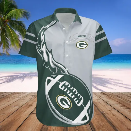 Green Bay Packers Football Graphic Aloha Hawaiian Shirt