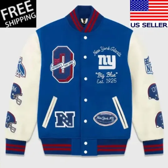 Discover New York Giants Blue Wool and White Sleeves Men's Varsity Jacket