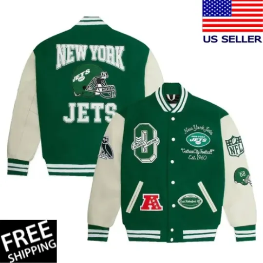 Discover New York Jets Green Wool Sleeves Men's Varsity Jacket