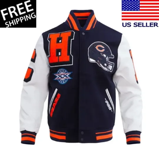 Discover Chicago Bears Mashup Navy Blue WoolSleeves Men's Jacket