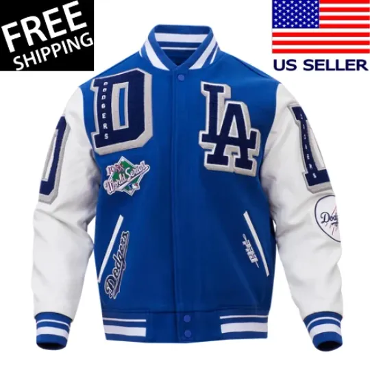 Discover LA Dodgers Varsity Blue Wool and White Sleeves Men's Letterman Jacket