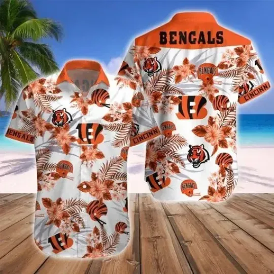Discover Cincinnati Football Team Bengalss Hawaiian Button Down Shirt