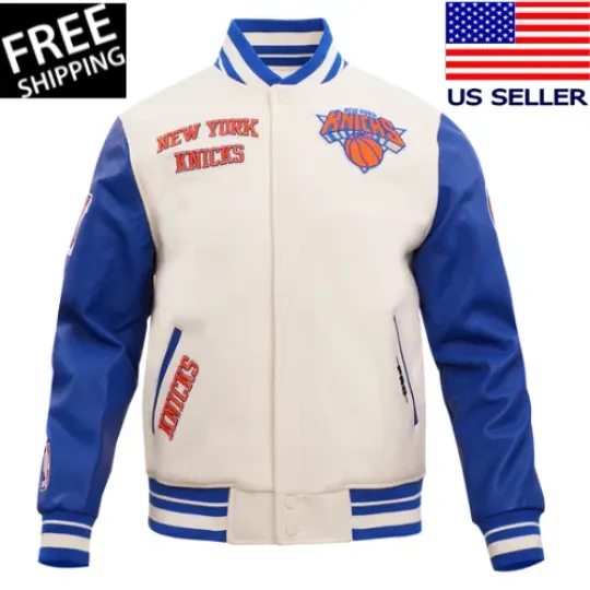 Discover New York Knicks Varsity White Wool Sleeves Letterman Jacket