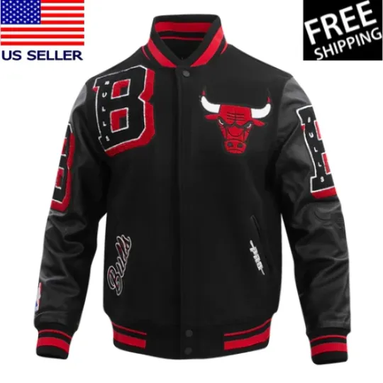 Discover Chicago Bulls Mashup Black Wool Cowhide Sleeves Letterman Varsity Jacket