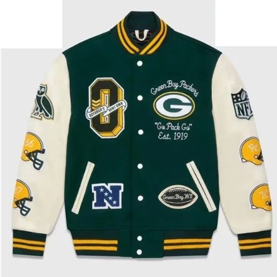 Green Bay Packers Green Wool Sleeves Men's Varsity Jacket