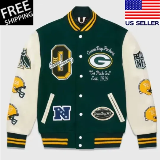 Discover Green Bay Packers Green Wool Sleeves Men's Varsity Jacket