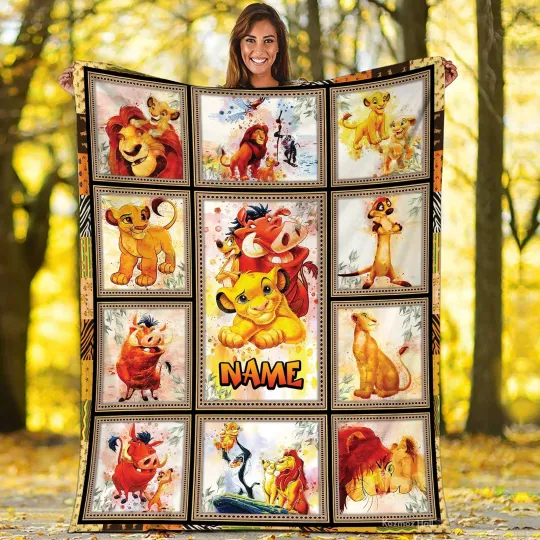 The Lion King Blanket, Pumbaa Timon Simba Blanket, The Lion King Birthday Gift