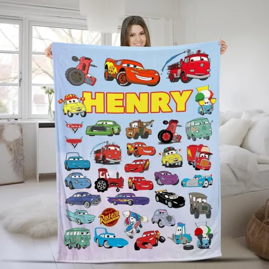 Discover Personalized Disney Cars Blanket, Custom Name Pixar Cars Blanket, Lightning McQu