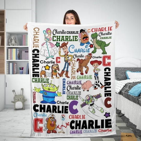 Discover Personalized Disney Toy Story Blanket, Custom Name Disney Blanket, Disney Movies