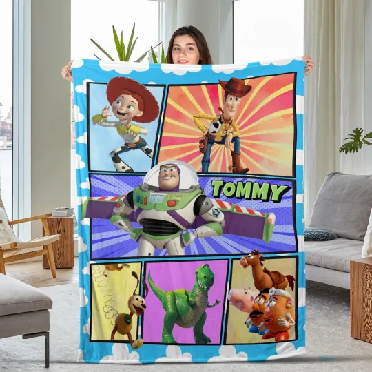 Discover Personalized Toy Story Blanket,Toy Story Custom Name Quilt,Disney Toy Story Birt