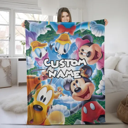 Discover Personalized Mickey And Friends Fleece Blanket, Disneyland Mickey Mouse Blanket,