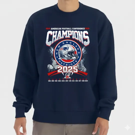 Discover New England Patriots AFC Champions 2025 Helmet Sweatshirt