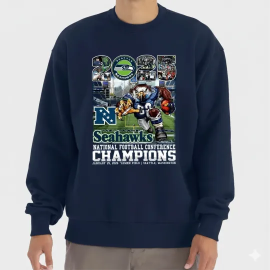 Discover Seattle Seahawks Mascot 2025 NFC Champions Sweatshirt