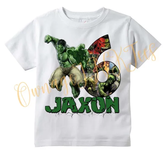 Discover Incredible Hulk Custom T-Shirt - Personalize Name and Age for Birthday Gift
