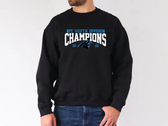Carolina Panthers NFC South 2025 Champions Helmets Sweatshirt