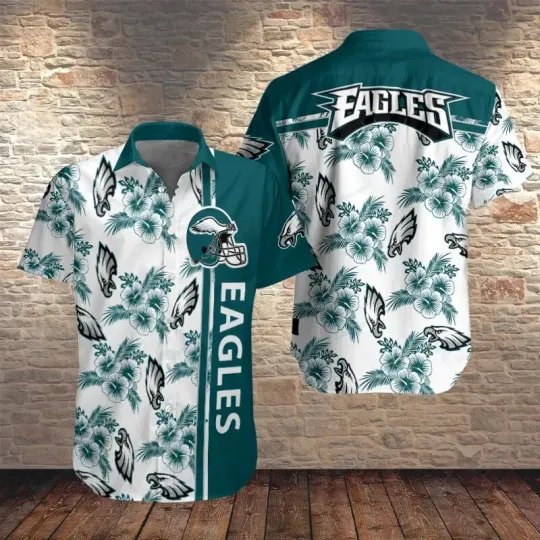 Discover Philadelphia Football Team Eagless Hawaiian Button Down Shirt Unisex Adults
