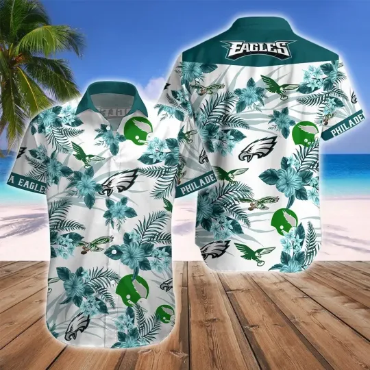 Discover Philadelphia Football Team Eagless Hawaiian Button Down Shirt Unisex Adults