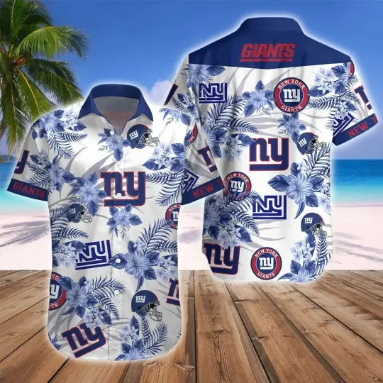 Discover New York Football Team Giantss Hawaiian Button Down Shirt Unisex Adults