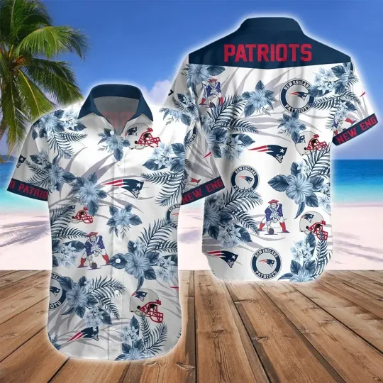 Discover New England Football Team Patriotss Hawaiian Button Down Shirt Unisex Adults