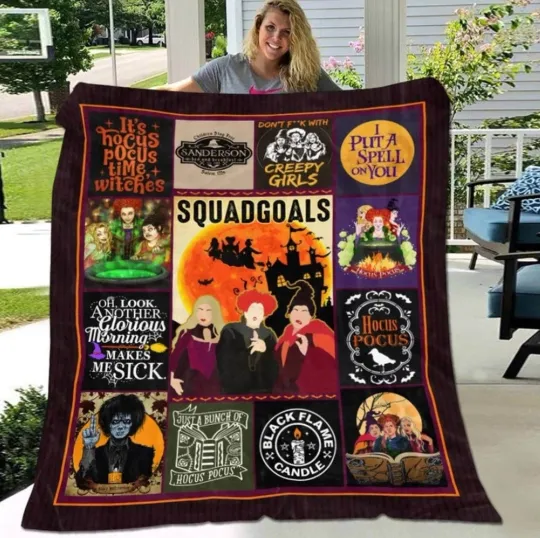 Discover Hocus Pocus Fleece Blanket, Sarah Sanderson Mary Sanderson Winifred Sanderson Blanket