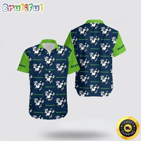 Discover football Seattle Seahawks Hawaiian Shirt Mickey And Flowers