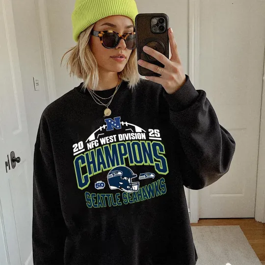 Seattle Seahawks 2025 NFC West Division Champions Helmet Sweatshirt