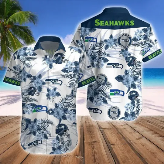 Discover Seattle Football Team Seahawkss Hawaiian Button Down Shirt Unisex Adults