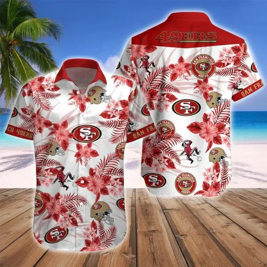 Discover San Francisco Football Team 49erss Hawaiian Button Down Shirt Unisex Adults