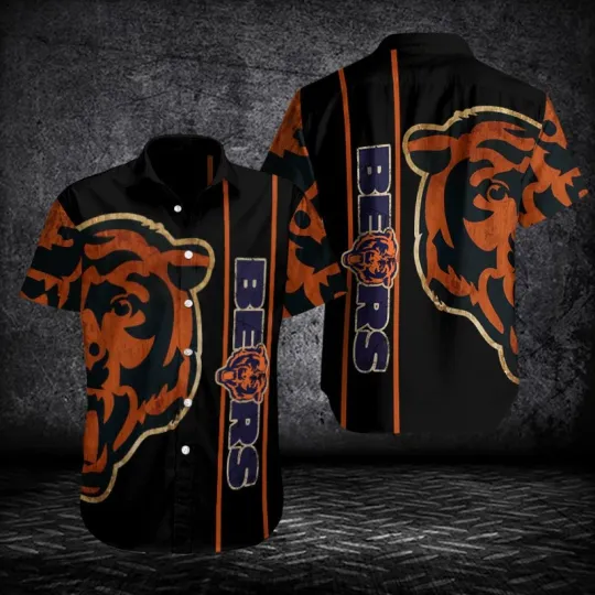 Discover Chicago Football Fierce Stripes Hawaiian, Gift For Fans, Gift For Friends