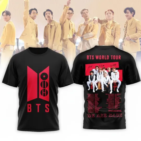BTS “We Are Back” World Tour 2026 Black & White T-Shirt