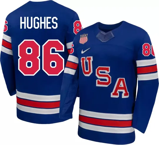 Discover USA Hockey Jack Hughes #86 Nike Men's Royal Home Official 2026 NHL Player Jersey