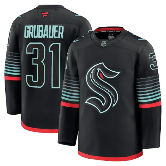 Discover Seattle Kraken Philipp Grubauer Fanatics Black Alternate 2026 Premium NHL Jersey