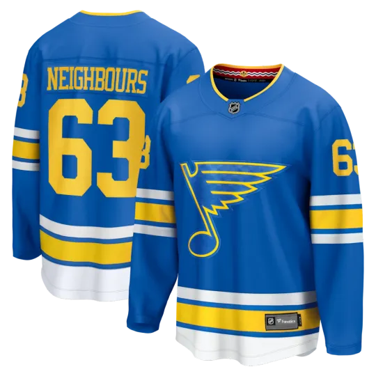 Discover St Louis Blues Jake Neighbours #63 Fanatics Blue Home 2026 Breakaway NHL Jersey