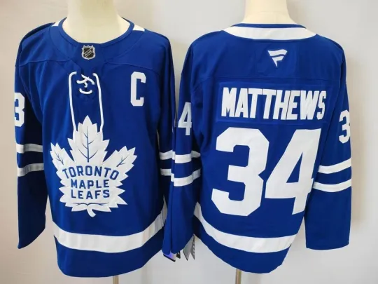 Discover NHL 2025-2026 Toronto Maple Leafs Auston Matthews #34 Sewn Jersey Small Blue NWT