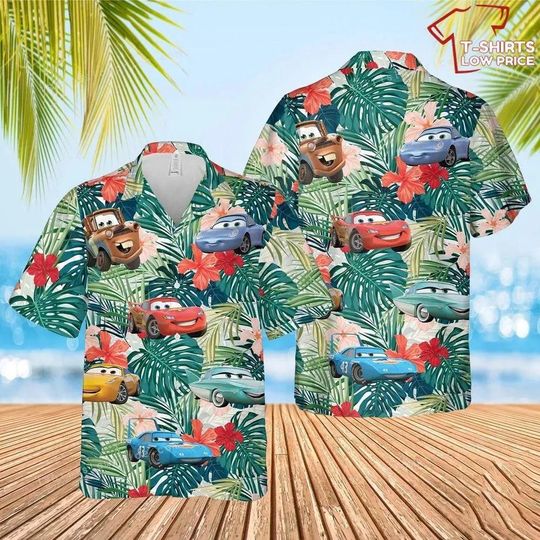 Discover Tropical Disney Car Vacation Hawaiian Shirt Beach Hawaiian Shirt, Car Cartoon Character Summer Shirt, Aloha Shirt, Gift for Friend