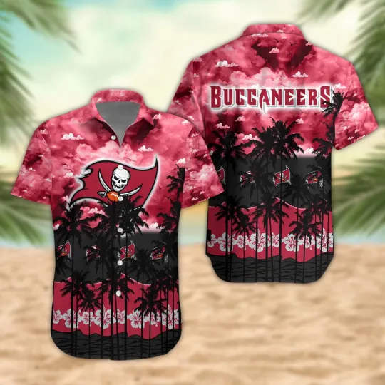 Discover Tampa Bay Football Palm Trees Sunset Hawaiian Shirt Of Gift For Fans