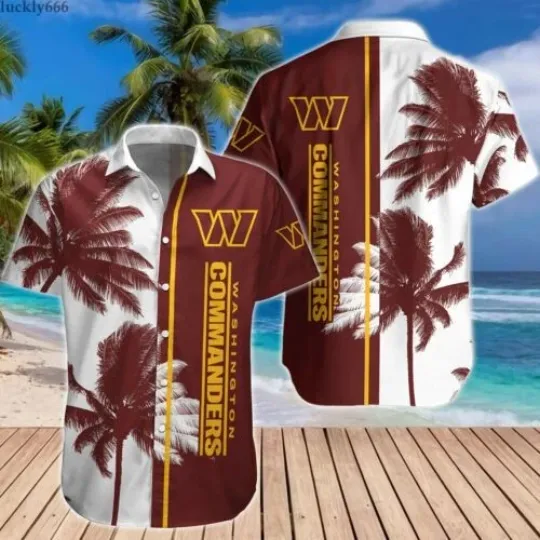 Discover Washington Football Coconut Tree White Brown Trendy Hawaiian Shirt Aloha S